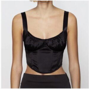 New with Tags - Zara Satin Crop Corset Style Top - Size Medium - Zip Back.